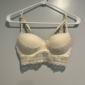 PINK Victoria's Secret Cream Lace Trim Bralette